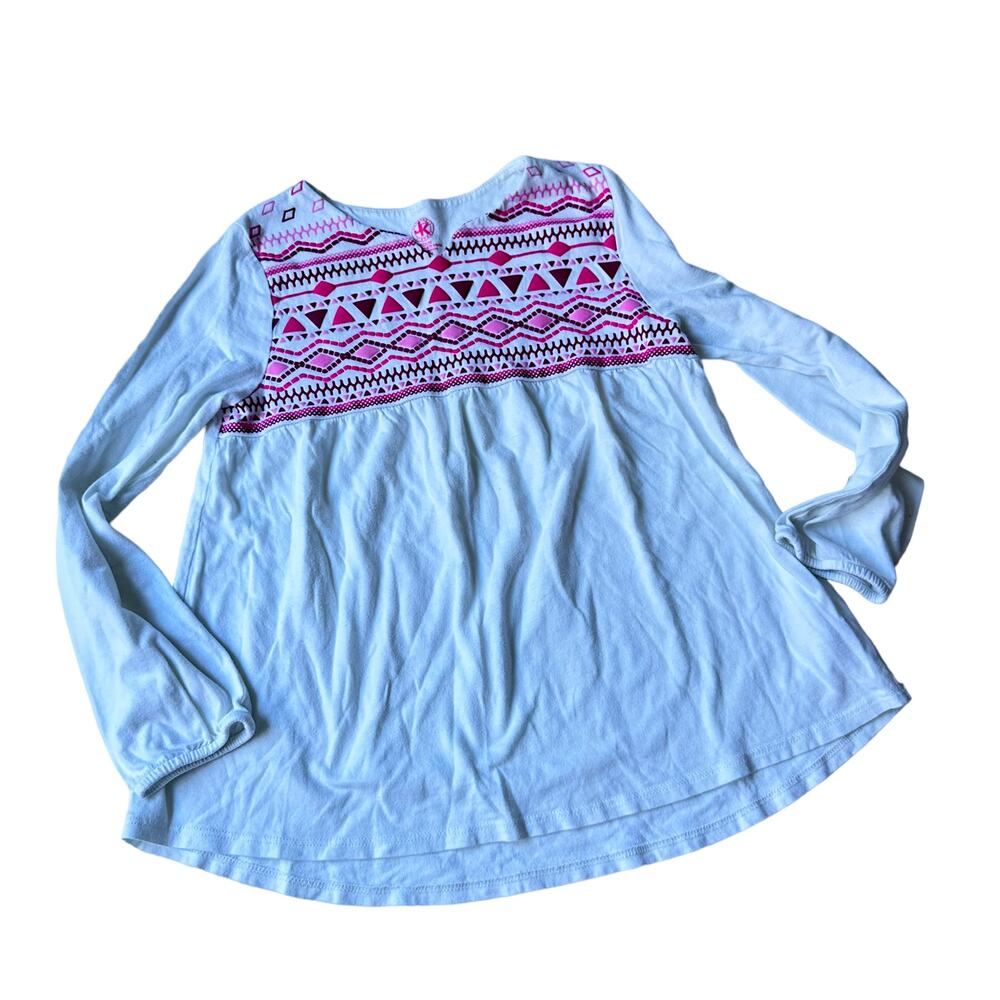 J. Khaki Boho Peasant Top - Pink Embroidered, Girls Size Medium